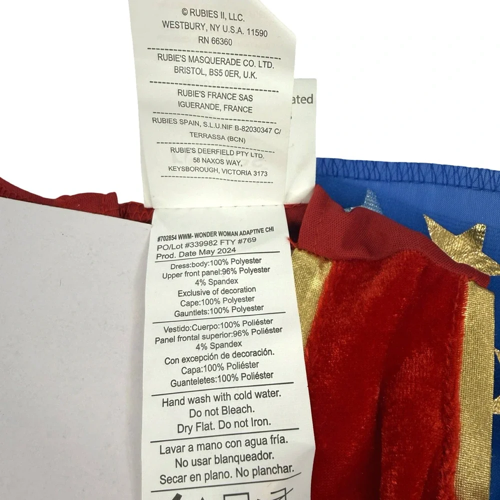 Wonder Woman Girls Adaptive Costume SMALL 6/6X Wheelchair Friendly Rubies NEW